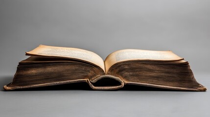 Ancient Tome Open: A Vintage Book with Aged Pages and Leather Binding, Preserving Stories Through Time