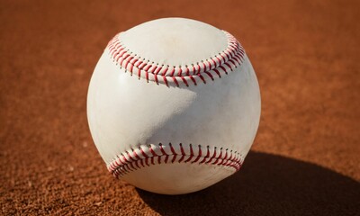 Baseball on a Dirt Field Close-Up