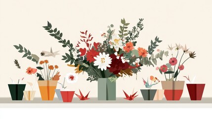 Elegant New Year's Table Arrangement with Seasonal Flowers and Decorative Elements