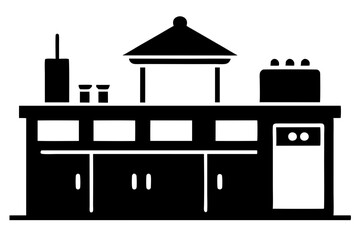 Kitchen Island Silhouette Vector Icon.