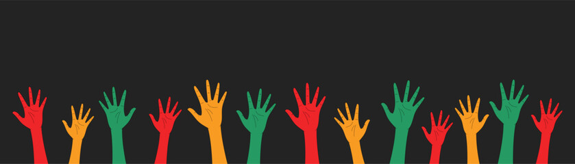 Background design for Black History Month with red, yellow and green ornaments. Design for Black History Month campaign.