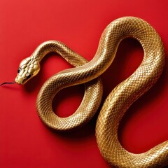 Fototapeta premium Gold colored snake with a black head