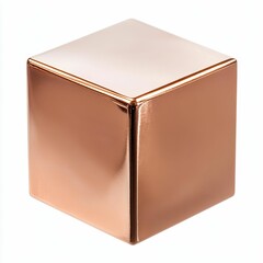 Shiny copper cube, isolated, metallic sheen.