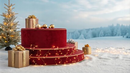 Christmas podium for displaying goods
