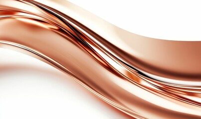 Metallic rose gold ribbons, flowing, abstract.