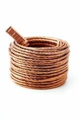 Obraz premium Copper wire coil, neatly stacked, connector.