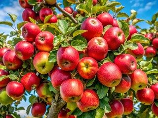 Obraz premium Isolated Apple Tree with Ripe Apples on White Background, Symbolizing the Beauty of Harvesting and Agriculture in Fruit Gardening for Seasonal Pick Up Events