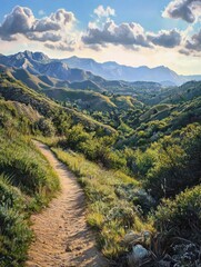 Obraz premium Attractive hiking trail in Santa Barbara California foothills.