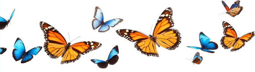 Obraz premium Colorful Butterflies Flying Isolated on White Background