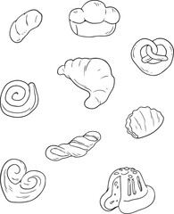 Bread food sketch separated on white. Vector drawing of White, usually known in Europe, America. Food illustration series.