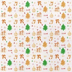 Christmas seamless pattern background with snowflakes, Christmas tree and Christmas decorations.