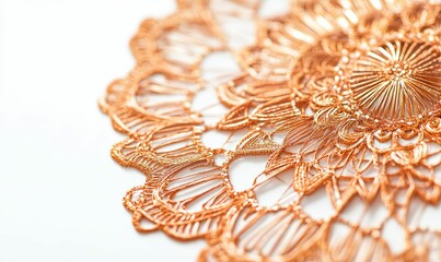 Obraz premium Copper wire, intricate lace, delicate pattern, circular design.