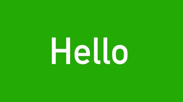 hello text animation on a green background for greeting footage.