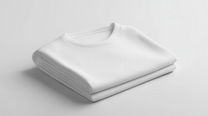 Neatly Folded Stack of Two Blank White T-Shirts Ready for Branding or Design Mockup