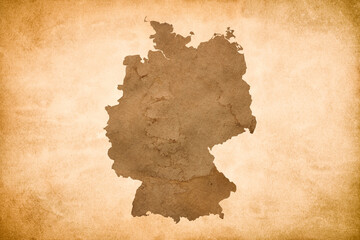 Old vintage paper textured map of Germany Country - Vector illustration. Germany Independence Day 3rd of October.