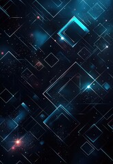 A sleek black background with geometric shapes, subtle gradients, and glimmering highlights that give a futuristic feel.