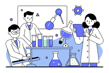 scientist in laboratory with test tubes