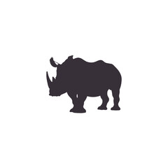 Rhino silhouette vector illustration template