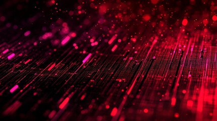 Abstract Red Digital Data Stream Background