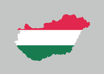 Hungary Map vector icon. Map of Hungary in Flag colors.