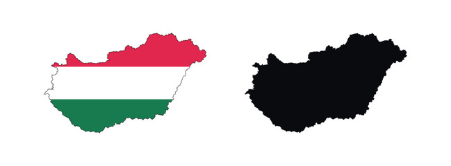 Hungary Map vector icon. Map of Hungary in Flag colors.