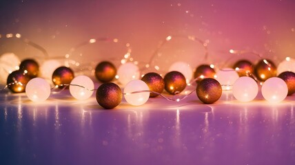 Fototapeta premium Festive colourful Christmas lights garland: perfect for holiday decorations and seasonal celebrations. Christmas colourful Lights Garland: A Sparkling Winter Display.