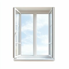 White window open, showing bright sky.