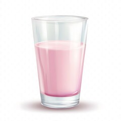 Glass with Pink Milk Isolated on a Transparent Background, Featuring a Smooth, Creamy Texture and a Vibrant Color, Perfect for Refreshing Beverages and Creative Drink Concepts.