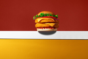 Gourmet Chicken Burger on Warm Background