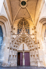 Fototapeta premium The collegiate church of Notre-Dame de Villefranche de Rouergue in Aveyron, Occitanie, France.