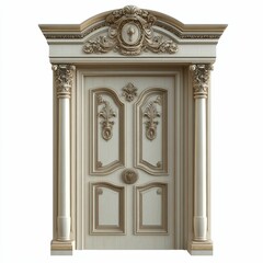 Obraz premium Ornate double door, classical columns, detailed molding.