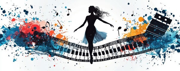Abstract art of dance and music merging with film elements