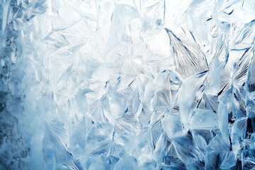 Obraz premium Ice pattern on the glass surface gradient from white to dark blue