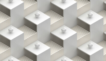 Geometric 3D Box Stairs Pattern for Modern Wallpaper Design