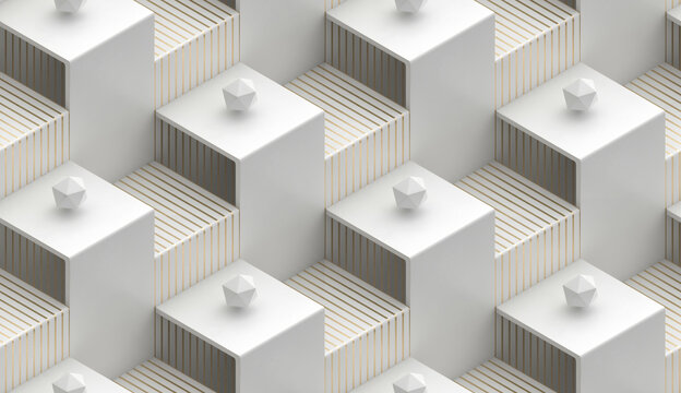 Geometric 3D Box Stairs Pattern for Modern Wallpaper Design