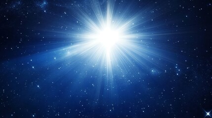 Obraz premium Bright Starburst in Dark Blue Night Sky