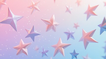 Obraz premium Stylized stars scattered across a soft pastel gradient sky, blending shades of pink, blue, and lavender for a serene cosmic vibe