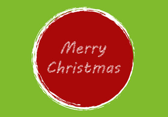 Felicitación de navidad en pegatina roja con trazo blanco en fondo verde