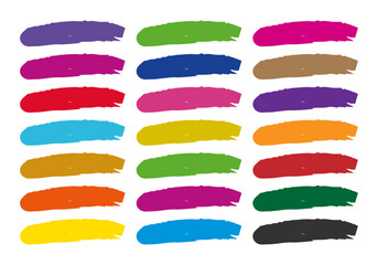 Hoja de iconos de trazado de pincel morado, verde, rosa, rojo, azul, amarillo y gris