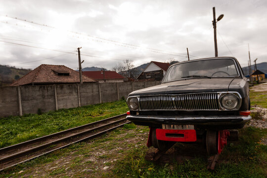 Vintage Automotive Scene in Maramures Reflecting Rural Lifestyle