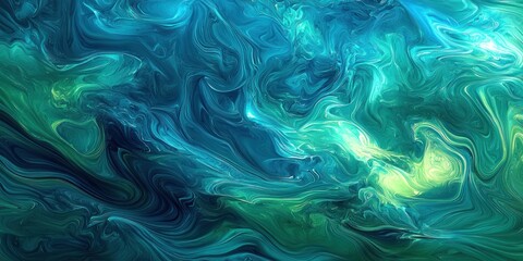 Fototapeta premium A calm, cool abstract background with soft, swirling waves of blue and green, evoking tranquility and a sense of space.