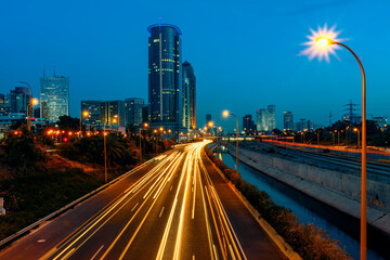 Fototapeta premium Evening view of the Tel Aviv downtown.