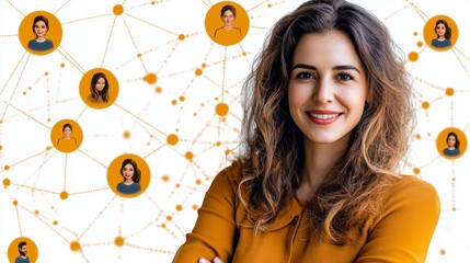 Woman Smiling  Social Network Connection  Online Community  Networking  People Connection