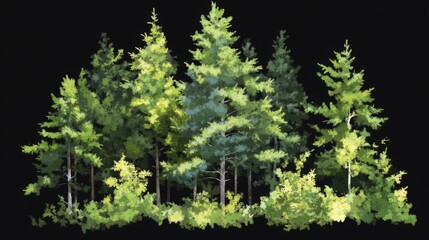 Fototapeta premium Digital illustration group tall pine trees are American forest