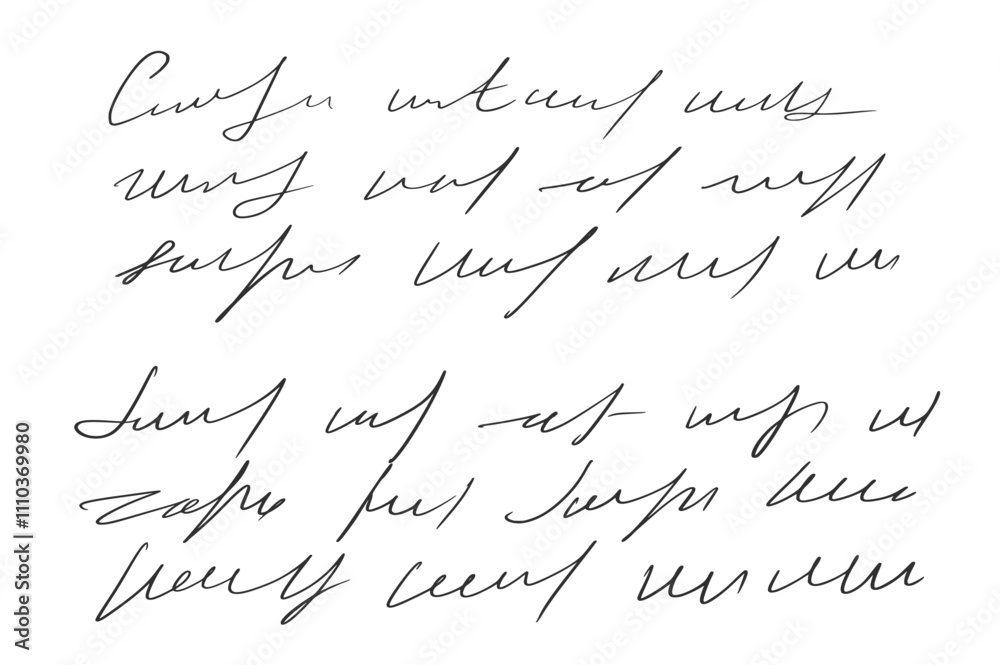 Fototapete handwritten scribble letter. freehand text note. unreadable doodle write by pen isolated on white ba