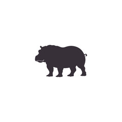 hippopotamus silhouette set collection isolated black on white background vector illustration