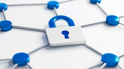 Network Security  Padlock on Connected Nodes