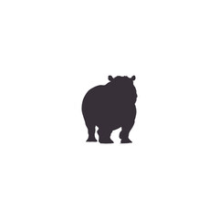 hippopotamus silhouette set collection isolated black on white background vector illustration