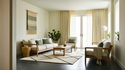 Japandi inspired minimalist livingroom