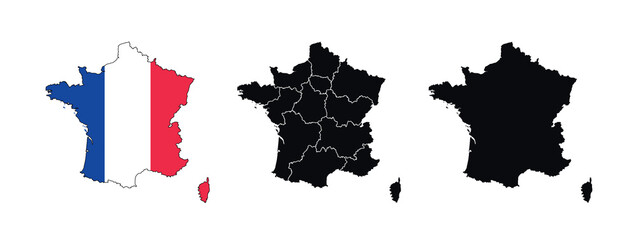 France Map vector icon. Map of France various styles.